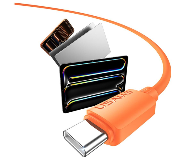 USAMS Kabel 60W 3A Silicone Fast Charging USB-C do USB-C pomarańcz - 1568985 - zdjęcie 9